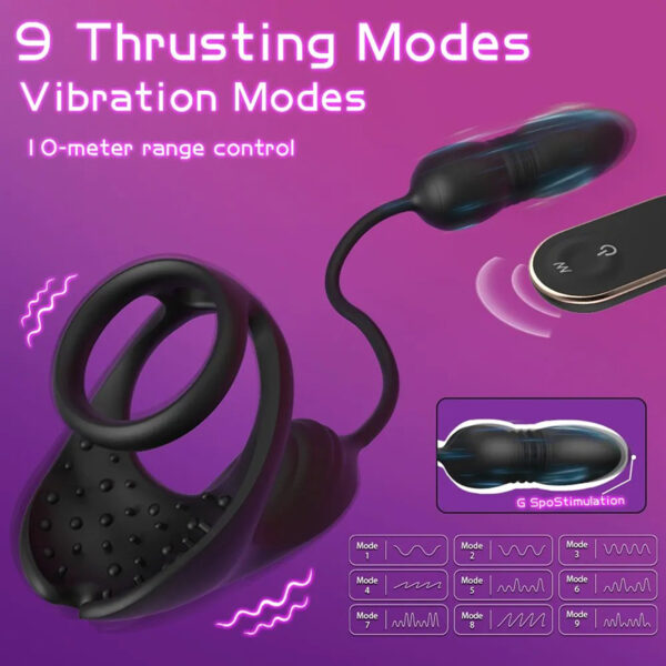 Double-ring penis ring with remote control and anal plug for couples - Image 3