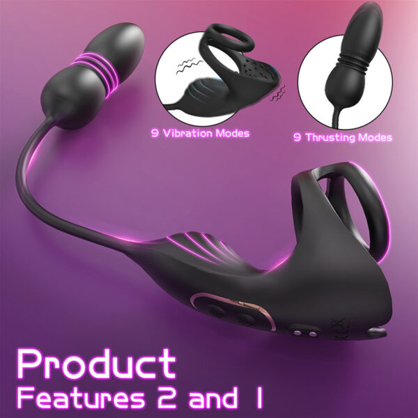 Double-ring penis ring with remote control and anal plug for couples - Image 4