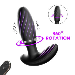 Rechargeable remote control 360° rotating bead butt plug