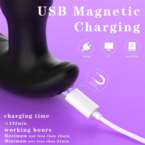 Rechargeable remote control 360° rotating bead butt plug - Image 6