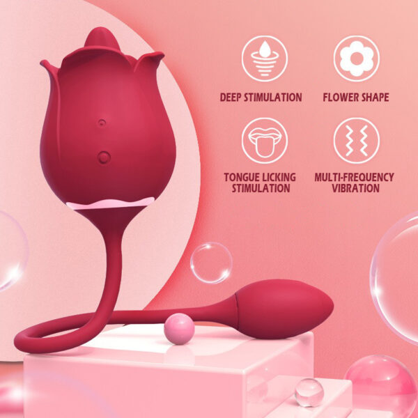 Rose Clitoris Vibrator +Tongue Licking Thrusting Vibrator - Image 5