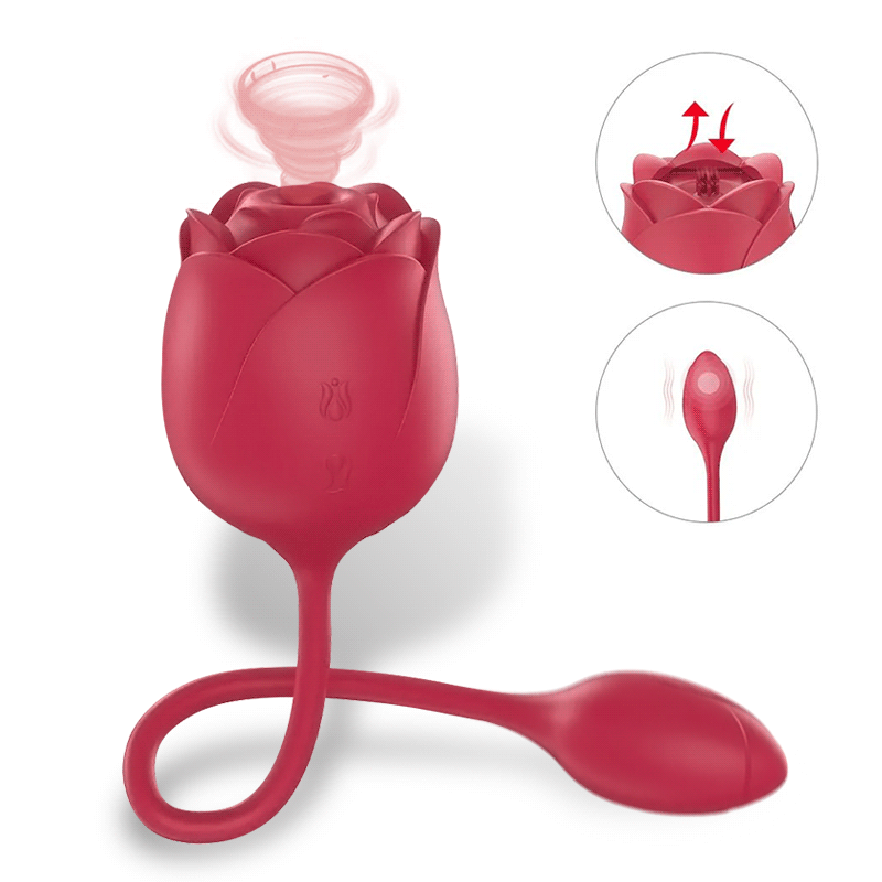 Rose vagina sucking + love egg vibrating masturbator