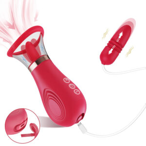 Tongue stimulation of the clitoris + stimulation of sucking the clitoris + vibrator stimulation