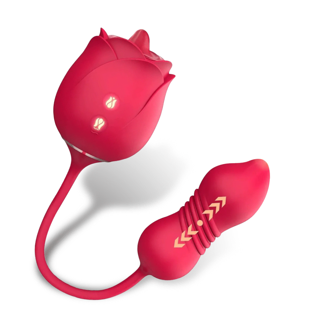 Female rose retractable vibrator + tongue-licking love egg sex toy