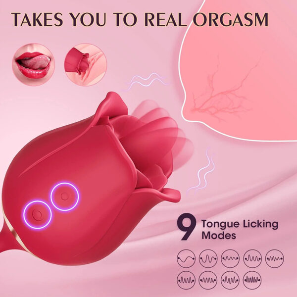 Female rose retractable vibrator + tongue-licking love egg sex toy - Image 2