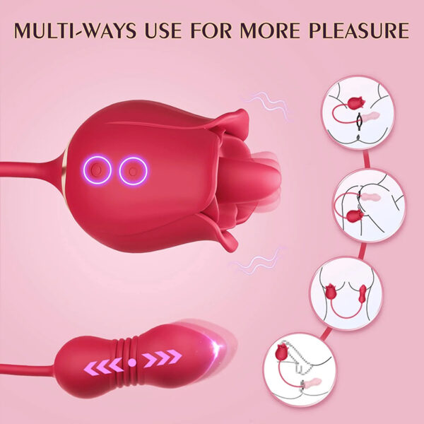 Female rose retractable vibrator + tongue-licking love egg sex toy - Image 3