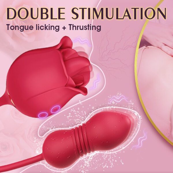 Female rose retractable vibrator + tongue-licking love egg sex toy - Image 4