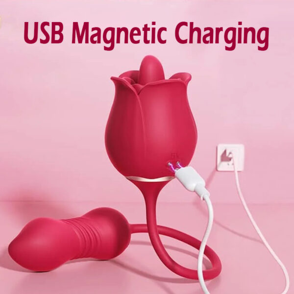 Female rose retractable vibrator + tongue-licking love egg sex toy - Image 8