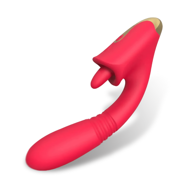 G-spot vibrator with telescopic function + clitoral licking masturbator