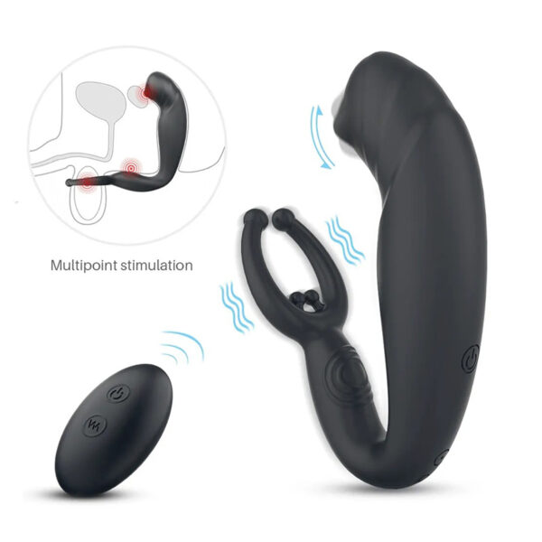 Stimulate P point + lock sperm + stimulate testicles + prostate massager with remote control