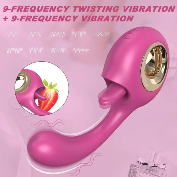 Tongue-licking clitoral sex toy with a ring handle + Vibrator that stimulates the female G-spot - Image 2