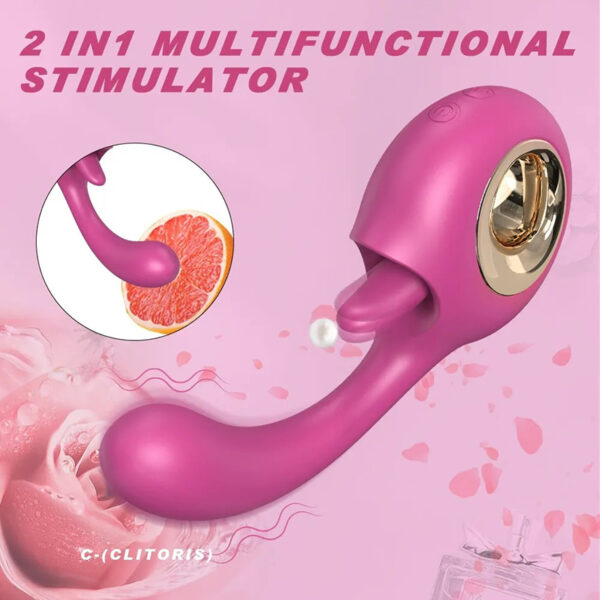 Tongue-licking clitoral sex toy with a ring handle + Vibrator that stimulates the female G-spot - Image 3