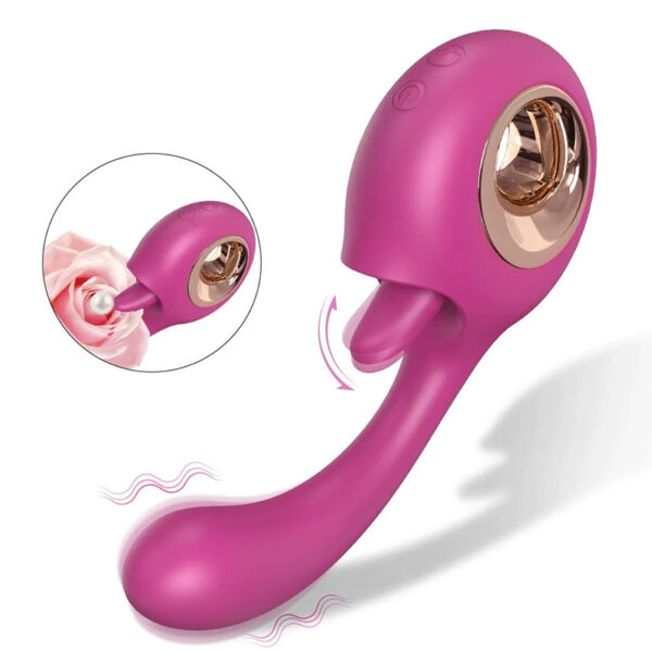 Tongue-licking clitoral sex toy with a ring handle + Vibrator that stimulates the female G-spot - Image 5