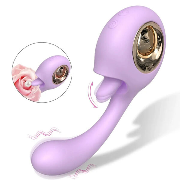Tongue-licking clitoral sex toy with a ring handle + Vibrator that stimulates the female G-spot - Image 6