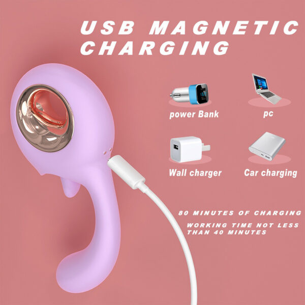 Tongue-licking clitoral sex toy with a ring handle + Vibrator that stimulates the female G-spot - Image 7